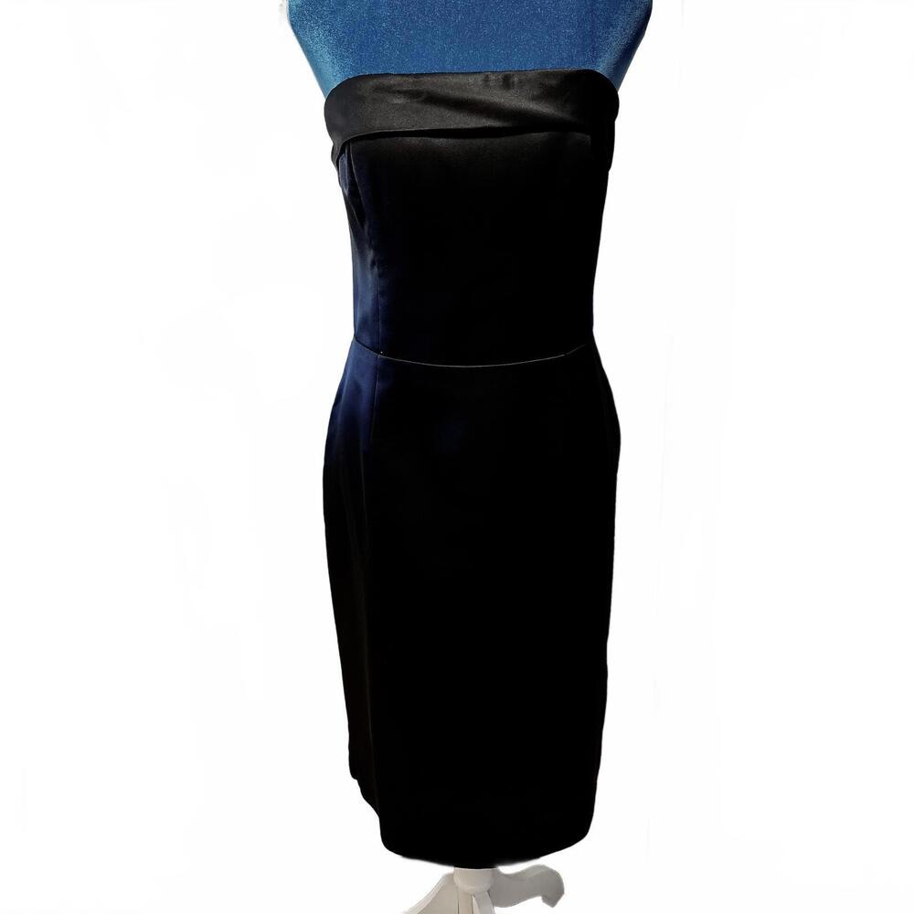 Vintage 70's Lillie Rubin Black Satin Strapless Midi Dress